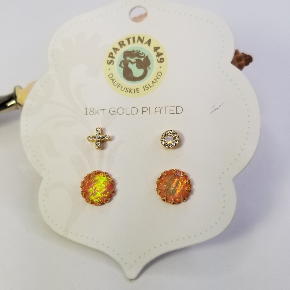 SPARTINA 18KT GOLD PLATED SPARKLING PIERCE STUD EA